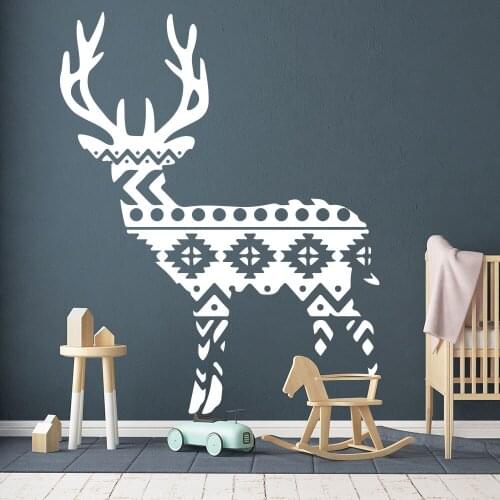 Cartoon Deer Reindeer Wall Sticker Window Nursery Christmas Xmas Deer Forest Animal Wall Decal Bedroom Living Room Vinyl