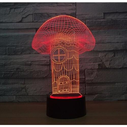 Mushroom House Visual 3D Lamp Fixtures Luminaria Usb Led Led Night Light Lovely 7 Colors Change Table Lamp Drop Shipping