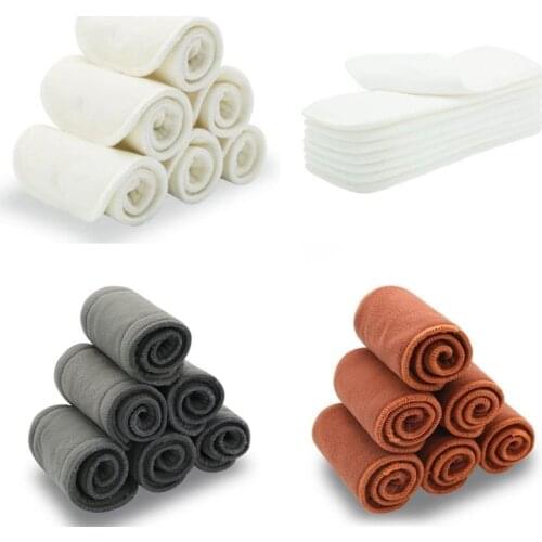 5Pcs/Set Washable Reusable Diaper Inserts Bamboo Cotton Elastic Insert Boosters Liners Baby Diaper Cover Nappies Charcoal Insert
