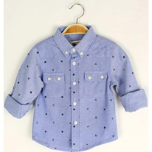 Baby Boys High Quality Shirts Boys Long Sleeve Shirts Kids Sailing-print Fashion Shirts Spring Autumn Shirt