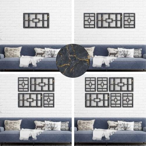 Mirrored Decorative Wall Decor Painting Marble Pattern Black Gold Silver Office Living Room Restaurant Lobby Hotel Christmas