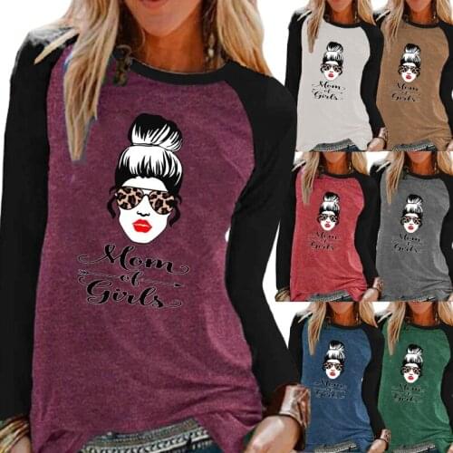 Ladies Autumn Fashion Casual Long Sleeve Round Neck Shirt Tops Women MOM LIFE Print Loose T-shirt Pullover Sweatshirt Plus Size