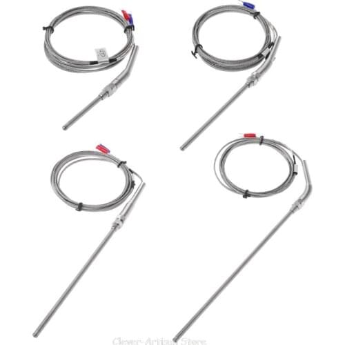 2m K Type Thermocouple Probe 50mm/100mm/150mm/200mm Stainless Steel Thermocouple 0-400℃ Temperature Sensor Au 24 20 Dropship