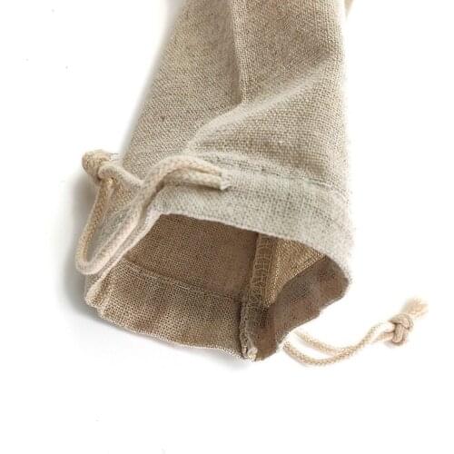 6Pc Storage Organizer Travel Cutlery Bag Container Drawstring Bag Portable Canvas Knife Fork Travel Cutlery Draw Bag 6Syle Beige