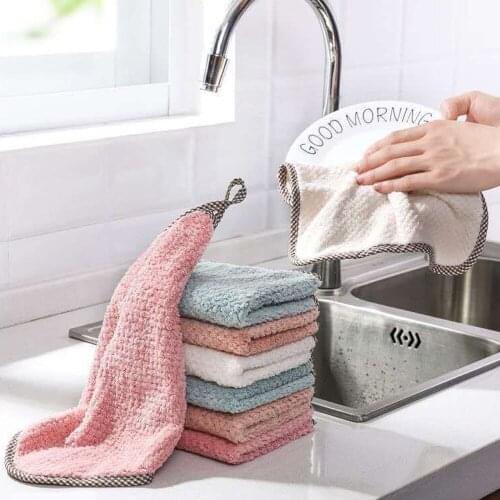 1Pc Kitchen Daily Dish Towel Cloth Kitchen Rag Non-Stick Oil Thickened Ultra Light Table Cleaning Cloth Absorbent Scouring Pad