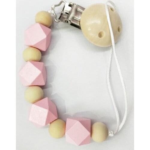 1PC Portable Baby Pacifier Clip Chain Wooden Holder Soother Pacifier Clips Strap Nipple Holder Infant Nipple Bottle Clip Chain
