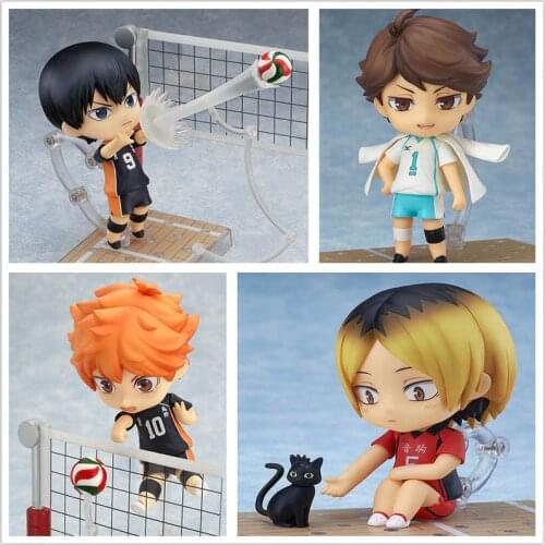 4pcs/lot 10cm Anime Haikyuu Figures Kagegama Tobio 489# Oikawa Toru 563# Kozume Kenma 605# Hinata Shoya 461# PVC Model Toy gift
