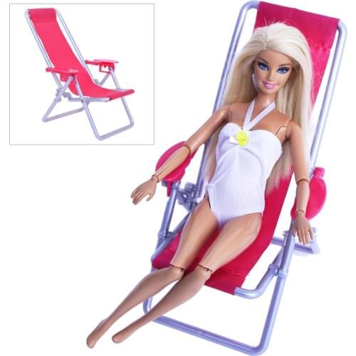 2 Doll Accessories 1 Chair + 1 Swimsuits Outfit Bikini Swimwear Beach Lounge Clothes Furniture for Barbie Doll Clothes Toys Set