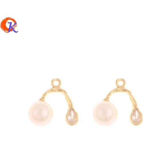 Cordial Design 30Pcs 15*15MM Jewelry Accessories/CZ Charms/DIY/Genuine Gold Plating/Hand Made/Imitation Pearl/Earring Findings