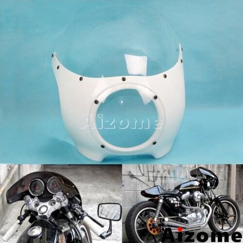 White Motorcycle 5-3/4" Headlight Fairing Headlamp Fairing Windshield For Harley Sportster Dyna Cafe Racer Bobber