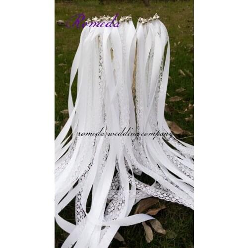 Big Discount White Stain Ribbon + White Lace With Cap Bell Wedding Ribbon Sticker(50Pieces/Lot) Event Party Supplies Wedding