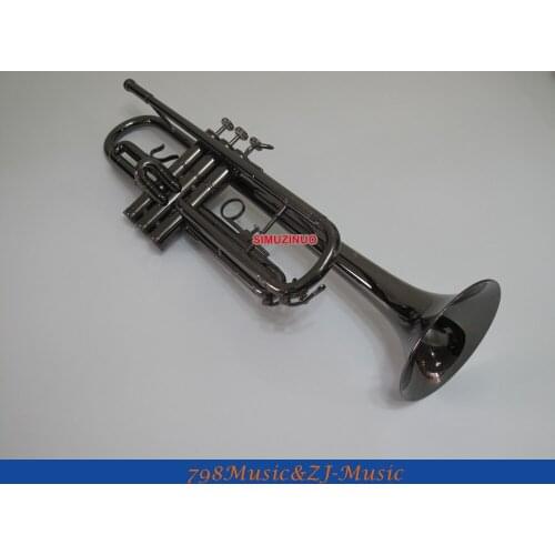 Black Nickel Trumpet Bb Key Engraving Bell Horn With Case
