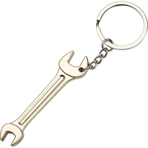 Zinc alloy silver plated replaceable wrench key chain wrench stainless steel car key ring advanced simulation wrench key chain t