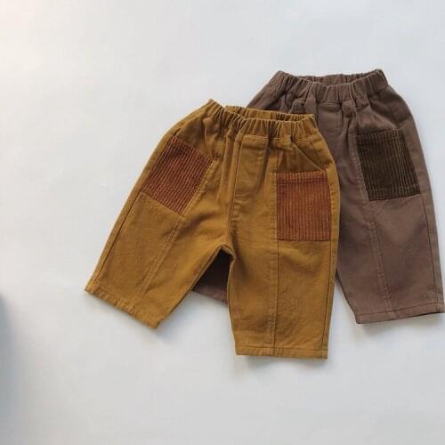Kids Pants 2020 Winter New Stitching Patch Pocket Snowflake Velvet Woven Pants Toddler Boys Casual Fashion Harem Pants Solid