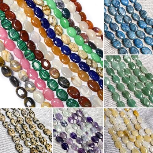 Elliptical Crystal Agates Beads Natural Stone Lapis Lazuli Semi-finished Loose Beads for Jewelry Making DIY Necklace Bracelet