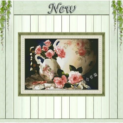 Charm of porcelain flowers painting counted printed on canvas DMC 11CT 14CT Chinese Cross Stitch kits embroidery needlework Sets