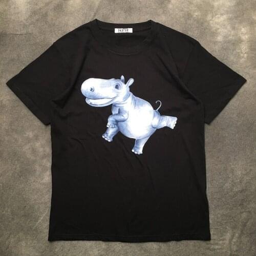 Little New 2020 Men hippo gentleman T Shirts T-Shirt Hip Hop Skateboard Street Cotton T-Shirts Tee Top kenye S-XXL #K46