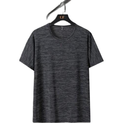 Summer men Ice silk tshirt short sleeve loose sports tees Breathable tops plus size 8XL 9XL 58 60 Comfortable simple tshirt gray