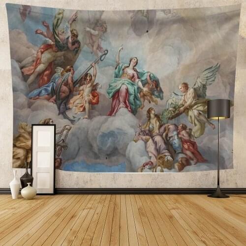 Aesthetic Anime Tapestry Wall Hanging Gods Sculpture Printed Wall Tapestry Home Bedroom Decor Witchcraft 0.75*1/1.3*1.5/1.5*2m