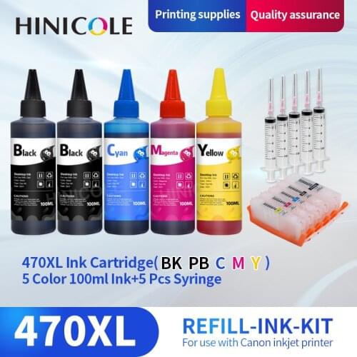 HINICOLE Refill Ink Kit 470 471 PGI-470 CLI-471 Refillable Ink Cartridge For Canon PIXMA MG5740 MG6840 TS5040 TS6040 TS 5040