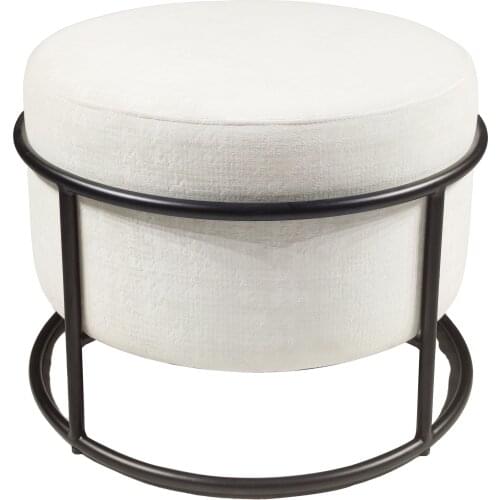 Chinafurniture modern golden polished steel chassis linen cushion round stool for outdoor living room bar
