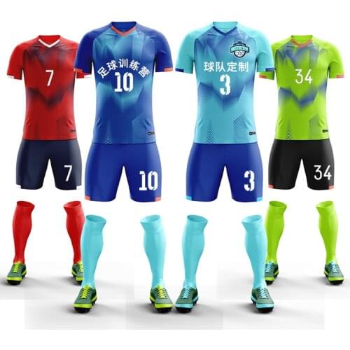 2019 New Kids Soccer jerseys Set Men Football Training Suit Blank DIY Boys Football Jerseys Set Adult Soccer Sets Uniforms Print