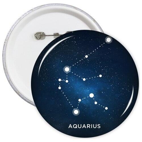 Aquarius Constellation Zodiac Sign Round Pins Badge Button Clothing Decoration Gift 5pcs