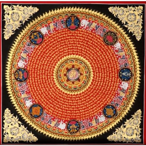 Lama pure hand-painted auspicious symbols six words / Mandala /mantra of Guanyin