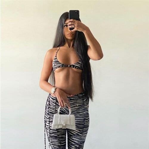 2021 summer womens new product fashion stripe printing sexy lace-up vest sports and leisure suit 2 piece set
