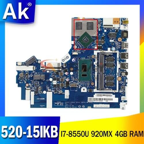 For LENOVO Ideapad 320-15IKB 520-15IKB I7-8550U 920MX Notebook Mainboard NM-B452 N17S-G1-A1 with 4GB RAM DDR4 Laptop Motherboard