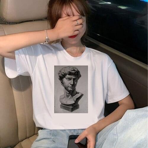 Fashion Sculptural Arts Print Casual Harajuku Women T-Shirt Summer Short sleeve O-neck Cheap Tee Casual Clothes Top Female TEE