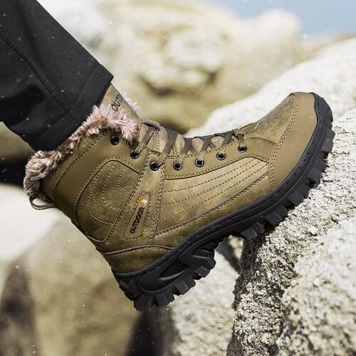 Mens Winter Snow Boots 2021 Outdoor Hiking Boots Super Warm Plush Winter Sneakers Fashion Male Ankle Boots Work Casual Shoes