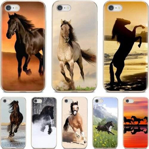 Soft Cover For Samsung Galaxy Note 3 4 5 8 9 S3 S4 S5 Mini S6 S7 Edge S8 S9 S10 Plus Wild horses Running at sunset Poster