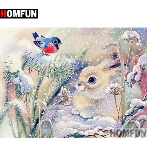 HOMFUN Full Square/Round Drill 5D DIY Diamond Painting "Bird rabbit" Ermboidery Cross Stitch 5D Home Decor Gift A15333