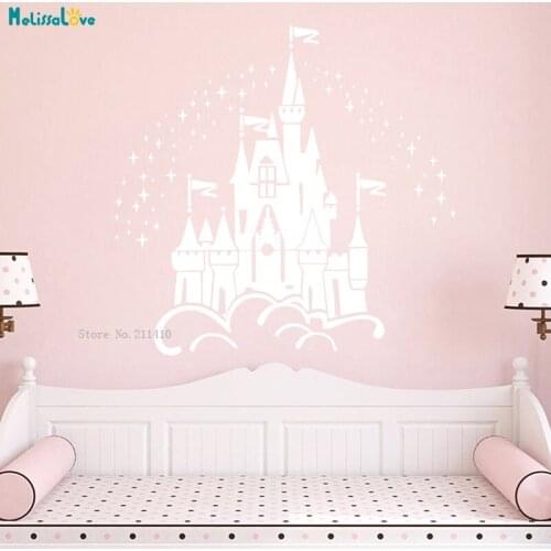 Large Size Cartoon Castle Under The Stars Wall Stickers For Girls Bedroom Kids Decor Accessories Decals Handmade YT4795
