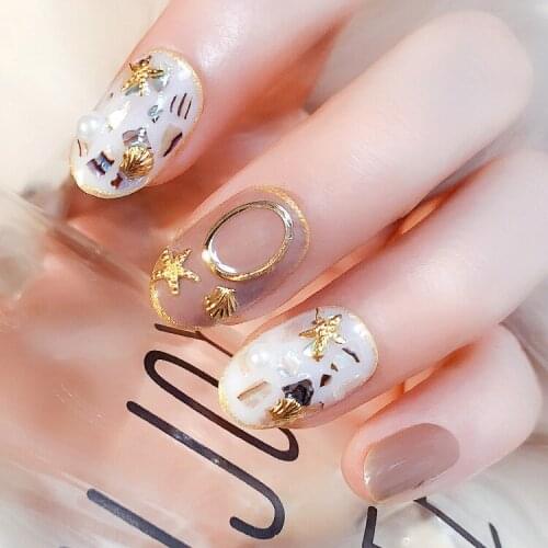 New Fashion Metal Rivet Shell Embellishment Decorative Fake Nail Patch DIY Charm Nail Decoration