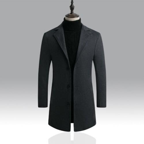 New Mens Wool Blend Jackets Casual Single Breasted Trench Coat Autumn Winter Slim Fit Male Wool Overcoat,10 Colors,M-5XL