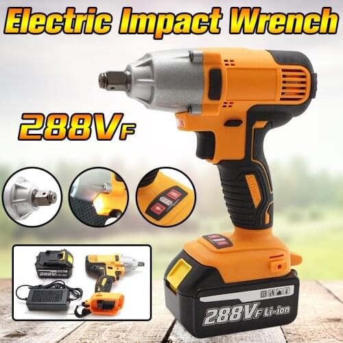 New 288VF 450Nm Cordless Electric Impact Wrench Drill Screwdriver 110-240V Power Tools With 10000mAh Li Battery
