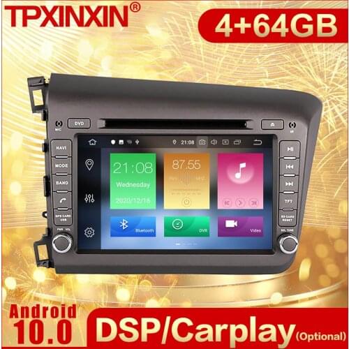 2 Din Carplay Android Radio Receiver Multimedia Stereo For Honda CIVIC 2012+ GPS Navigation Audio Video WiFi Recorder Head Unit
