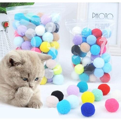 Colorful Cat Toys Ball Plush Wool Funny Interactive Balls Pet Toys for Kitten Kitty Bulk Pack Pet Accessories Product for Cats
