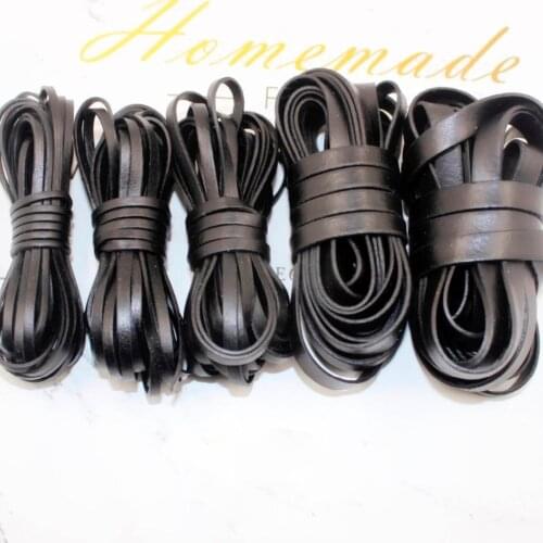 REGELIN 2meter Black/Coffee Cow Leather Strap Findings 3/4/5/8/10mm Flat Leather Cord String Rope DIY Necklace Bracelet Making