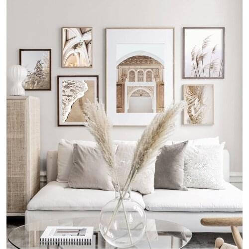 Self-adhesive Wall Stickers Beige Monaco Gate Dried Plants Scene Poster Painting Prints Wall Art Pictures Home Decor