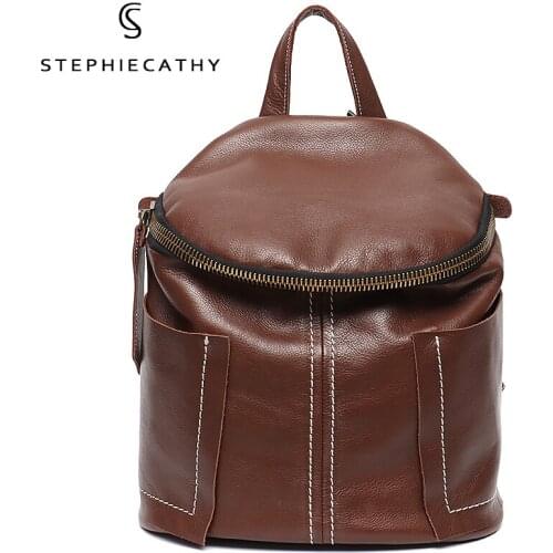 SC Vintage Genuine Leather Backpack For Men Women Large Knapsacks Laptop Shoulder Bag Female Casual Cowhide Rucksack Travel Bags