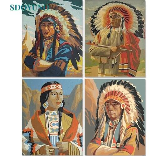 SDOYUNO Oil Paint By Numbers Figure Painting By Numbers On Canvas Frameless 60x75cm Indian DIY Home Decor Unique Gift
