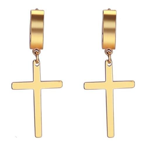 Cross earrings man woman fashion earring cross pendant ear piercing jewelry 1 pair