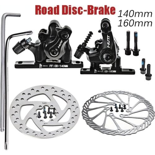 Road Bike Disc Brake Caliper 140 160 mm Double Mechanical Line Pull Flat Front Rear Clamp Set G2 Rotors Disk Bicycle Parts