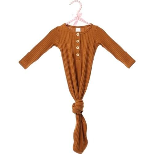 Kaiya Angel Unisex Newborn Baby Sleeping Bag Long Sleeve Boy Spring Summer Fall Clothes 0-24M Solid Color Girls Button Gown