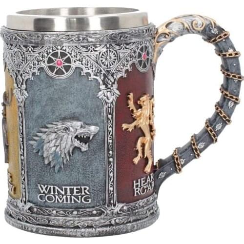 3D Coffee Beer Mug Throne Tankard Stainless Steel Resin Cups Bar Club Party Wine Drinkare Water Mugs Gift For Men