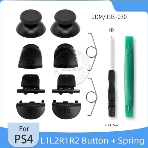 HOTHINK 1set Trigger Buttons with Screwdriver for PS4 Controller L1 L2 R1 R2 Keys Joystick Caps Thumb Stick for PlayStation 4