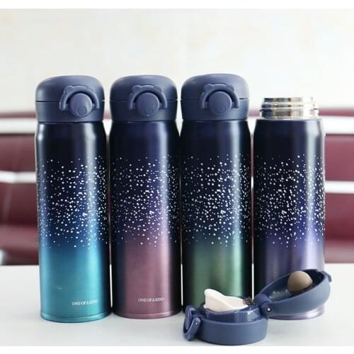 New Stars Print Design Double Wall Stainless Steel Vacuum Flasks 500ml Thermos Cup Coffee Tea Milk Travel Mug Thermo Bottle Gift
